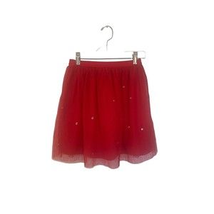 Circo Size 7/8 Girls Red Jeweled Tutu Skirt Lined Elastic Waist Holiday Skirt